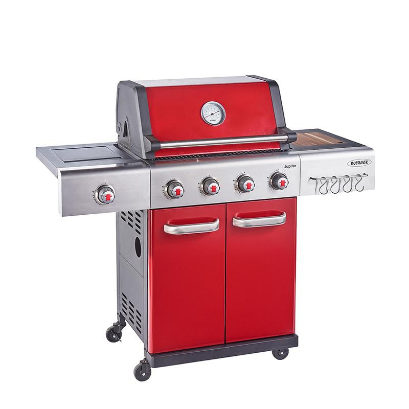 Outback Jupiter 4 Burner Hybrid BBQ - Red