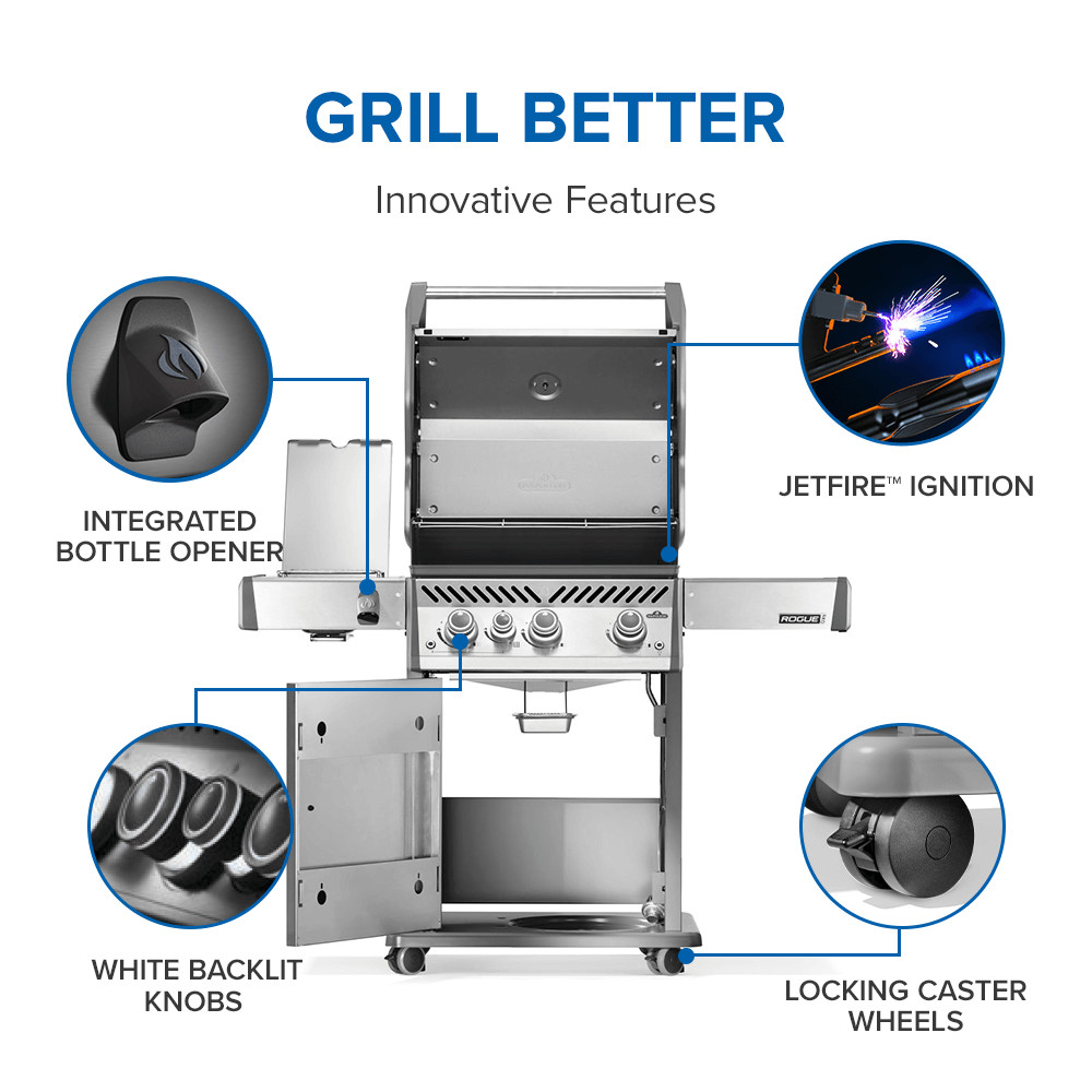 Napoleon Rogue® PRO 425 SIB Gas BBQ with Infrared Side Burner RP425SIBPSS-2-GB - Image 10