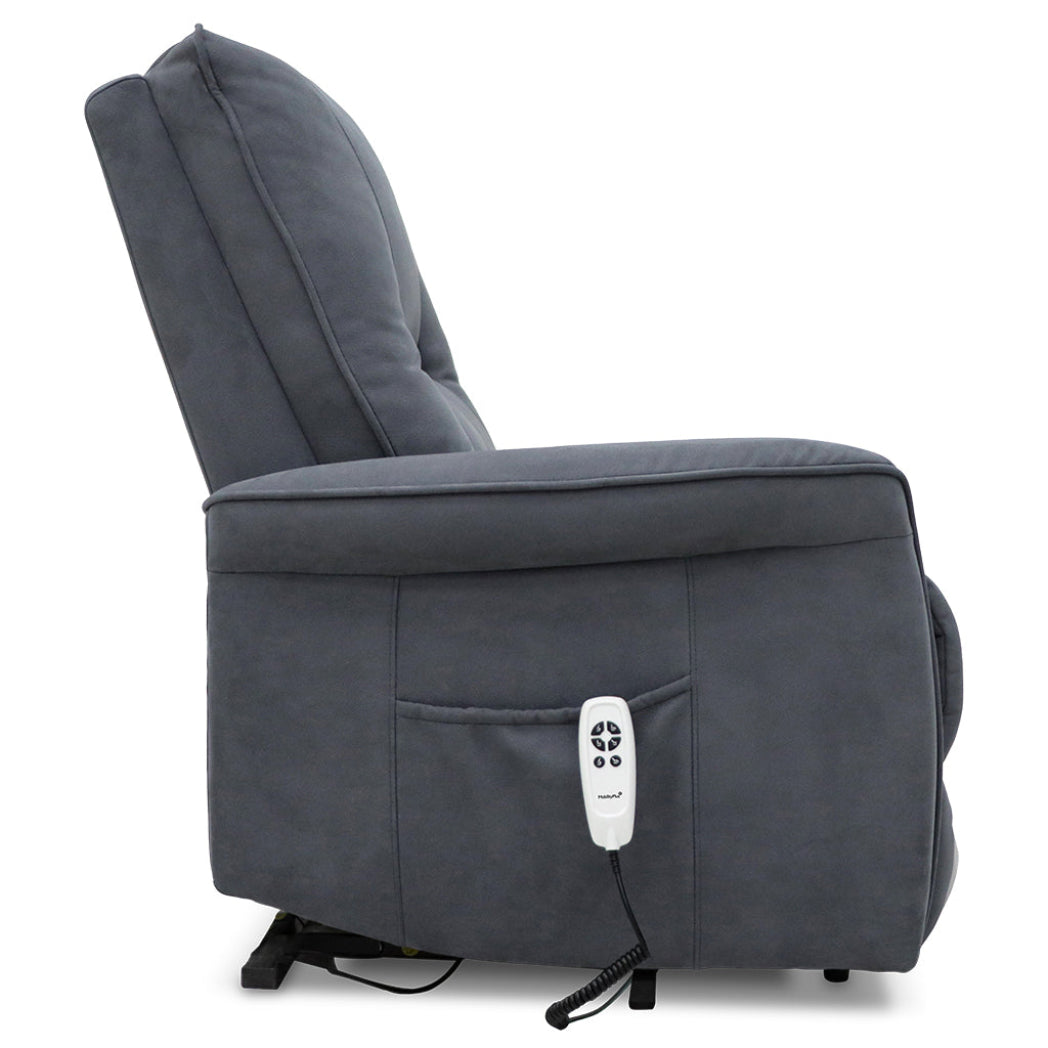 Connaught Riser Recliner with Heat and Massage - Charcoal Grey Suede Fabric