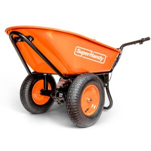 SuperHandy Electric Wheelbarrow – 48V Li-Ion Battery, 150kg Capacity, 85L Steel Powder Coated Tub, Material & Debris Hauler Utility Cart